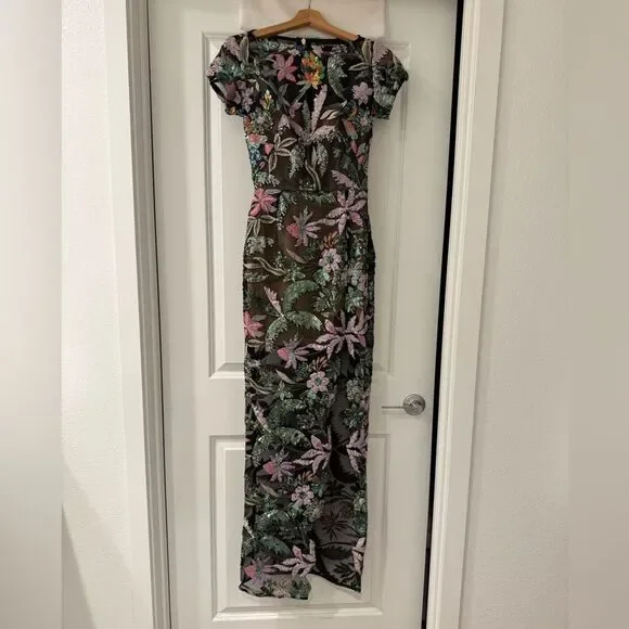 NWOT Bronx And Banco Zinna Side-Slit Floral Sequin Gown, XS,S &M available - Picture 12 of 14